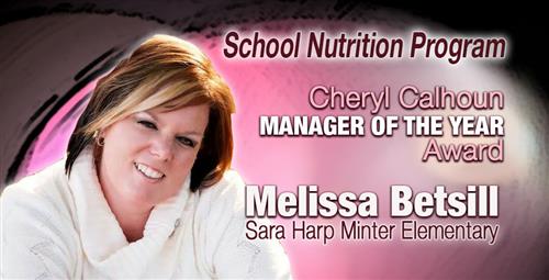 Sara Harp Minter Elementary Nutrition Manager Receives Coveted Award for Excellence 