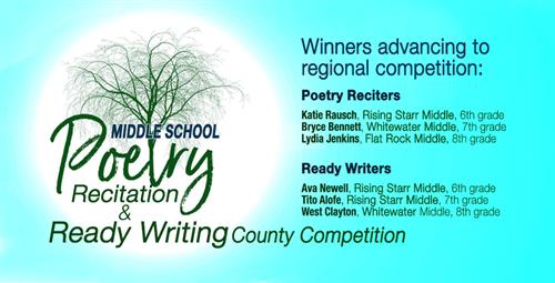 Middle School Reciters and Writers Advance to Regional Competition 