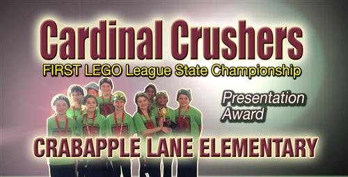 Cardinal Crushers Win Presentation Award at State Robotics Championship 