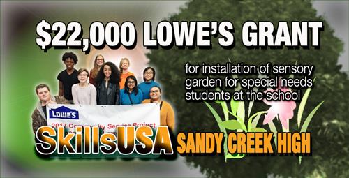 Sandy Creek High’s SkillsUSA Receives $22,000 Lowe’s Grant for Sensory Garden 