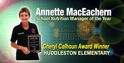 Huddleston Elementary Nutrition Manager Receives Coveted Award for Excellence 