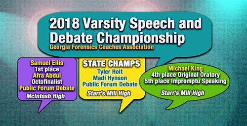 Starr’s Mill High Debate Team Brings Home State Title,  McIntosh High Has Strong Showing As Well 