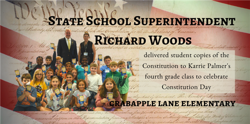 State School Superintendent Celebrates Constitution Day with Students at Crabapple Lane Elementary  